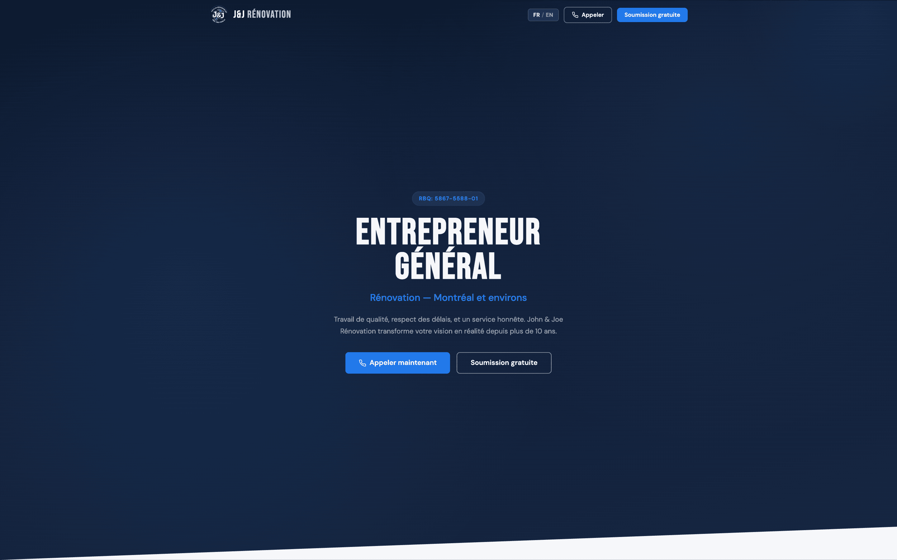 J&J Rénovation website screenshot