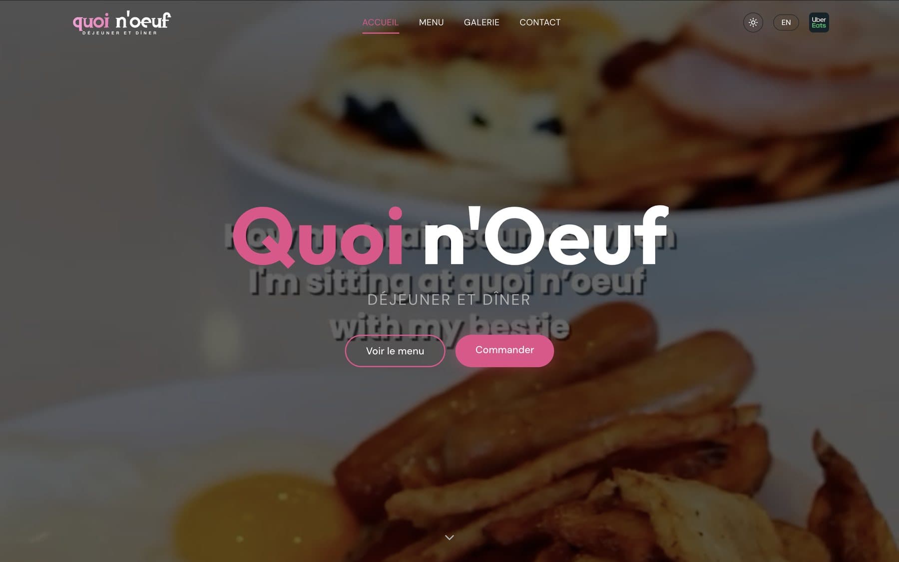 Quoi n'Oeuf website homepage on desktop
