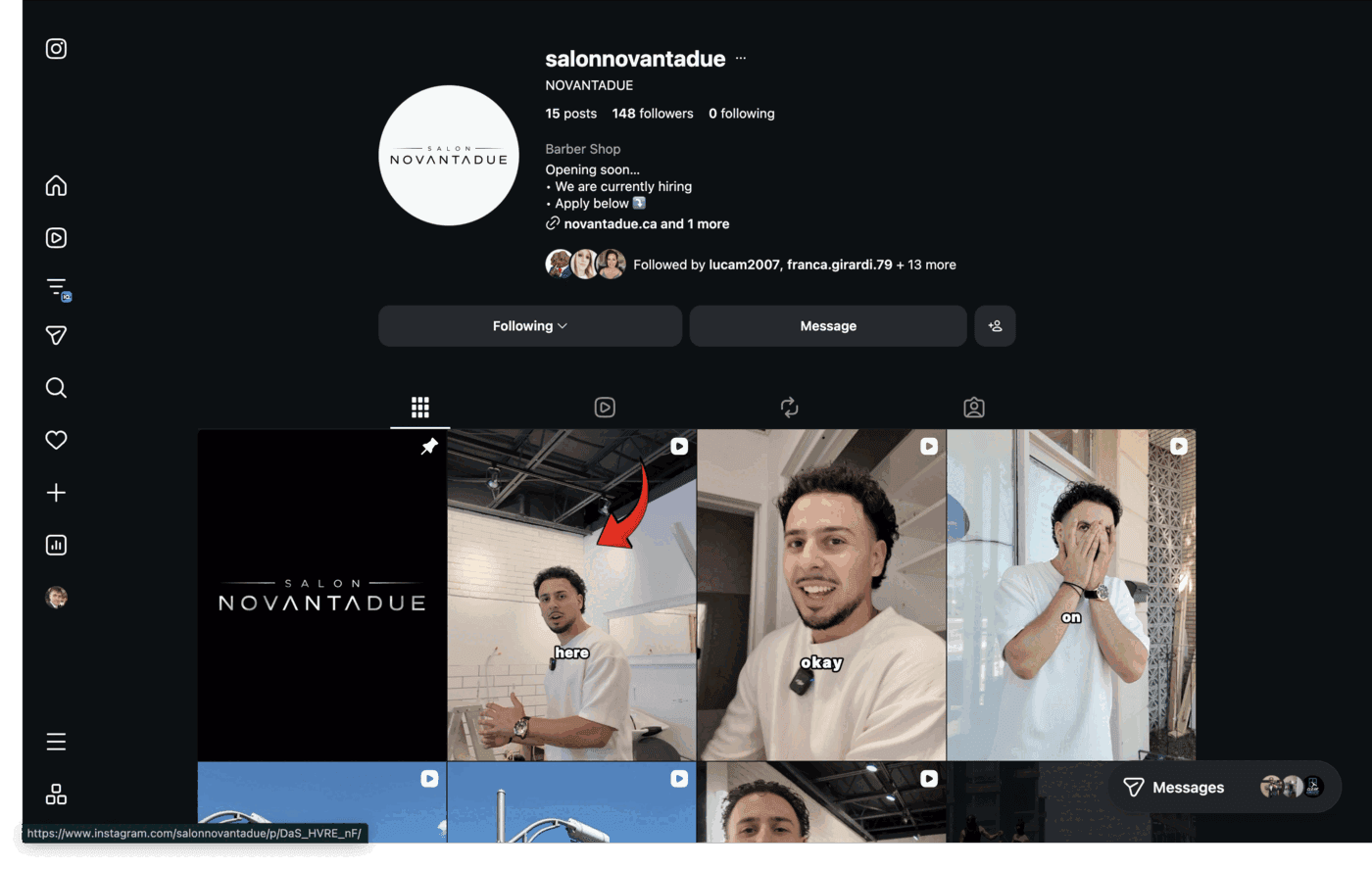 Salon NovantaDue Instagram