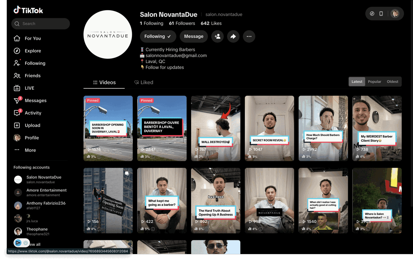 Salon NovantaDue TikTok